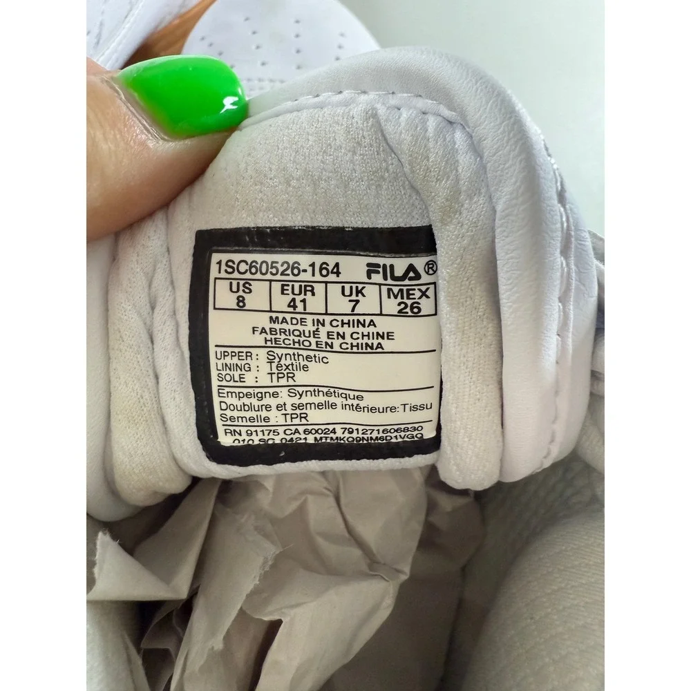 Fila Womens White Gum Sole High Top Triple White Retro Sneakers Size‎ 8